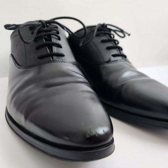 ZARA MENS DRESS BLACK DERBY CLASSIC POINTED TOE LACE UP SHOES 8 41 - Picture 5 of 9